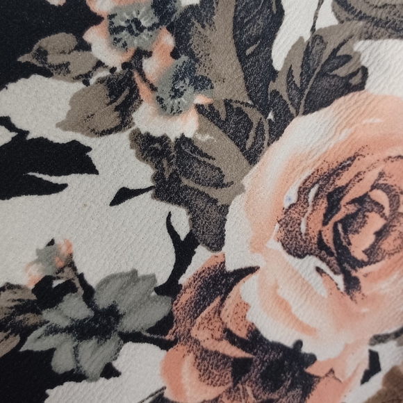 FOREVER 21 Pink White Floral Print Strapless Ruffle Overlay Bodycon Midi Dress M - Picture 9 of 9